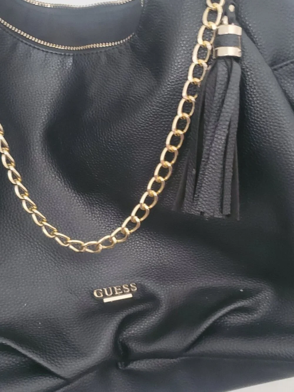 Guess Hobo Style Shoulder Bag Black Leather Look